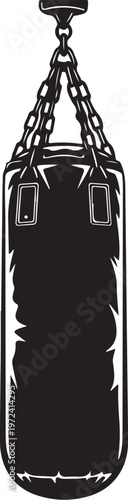 Punching Bag, Black, Hanging, Boxing, Fitness, Training, Vector