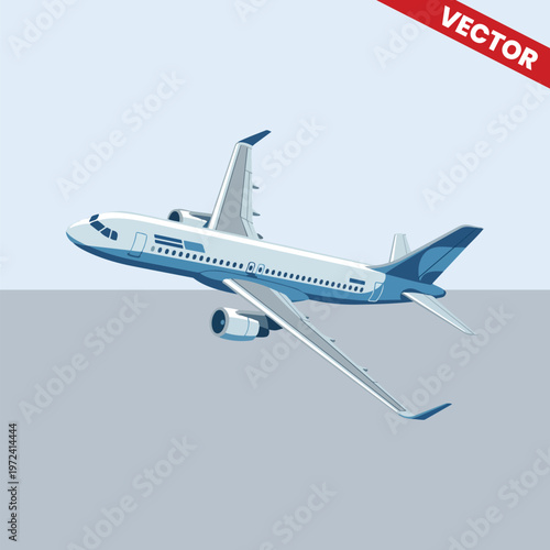 Aerodynamic Commercial Jet Plane in Mid Air Flight Side View Vector Illustration Realistic Aircraft Design for Logistics International Travel and Aviation Marketing Materials Isolated
