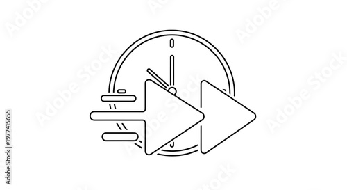 Fast forward time concept with clock and arrow symbol.