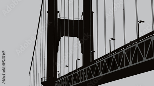 Golden Gate Bridge stands tall against gray sky in San Francisco with cables and towers in view during evening hours