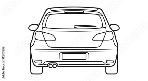 Rear view outline of a hatchback car