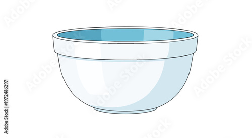 Simple White Ceramic Mixing Bowl Illustration