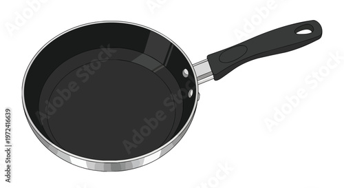 Non-stick Frying Pan with Black Handle Isolated on White Background