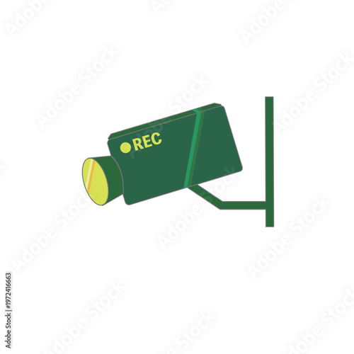 Security Camera in Operation Set CCTV Surveillance Recording Warning Protection Illustration