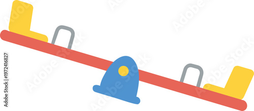 Colorful playground seesaw 2D flat vector