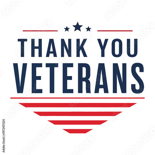 Thank you veterans patriotic graphic with american flag colors and stars