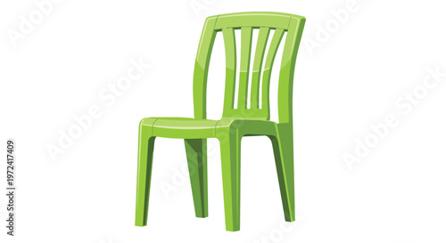 Green Plastic Chair Isolated on White Background