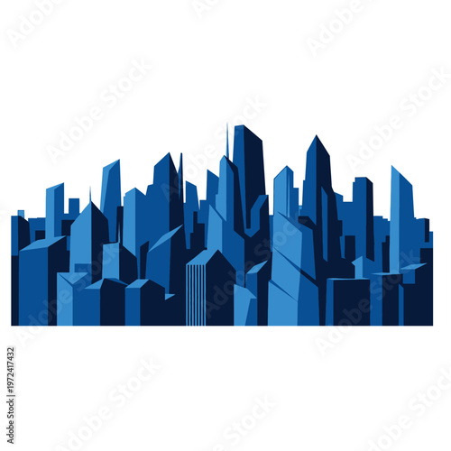 Futuristic blue cityscape a modern metropolis illustration