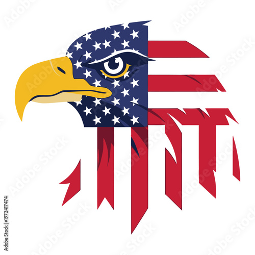 American eagle with patriotic flag design symbol of freedom and national pride