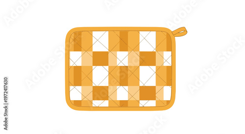 Yellow and white checkered kitchen potholder illustration