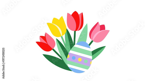 Colorful Tulips in Easter Egg Vase.