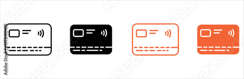 Photos Modern Smart Credit Card and Contactless Payment Icon Set for Secure Digital Transaction and E-commerce Vector Illustration