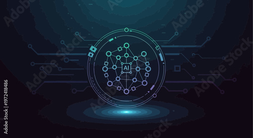 Artificial intelligence network concept design with circuit board patterns