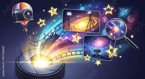 Artistic light bulb with paintbrush and colorful artistic elements