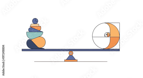 Balance concept illustration stacked bowls and spiral representing equilibrium