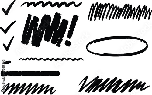 set of hand drawn ink splashes vector 