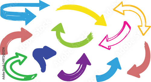 colorful vector  arrows set ponting different direction 