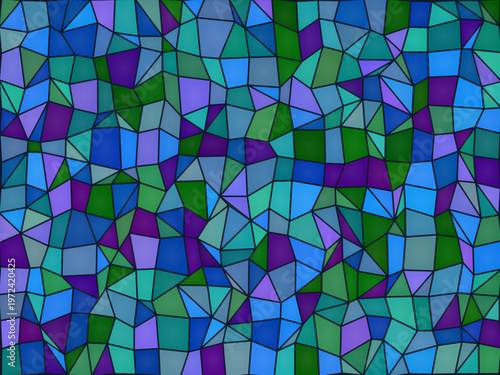 Jewel Tone Stained Glass Geometric Cells Decorative Art Design
