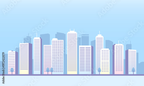 ビル群の背景イラスト
