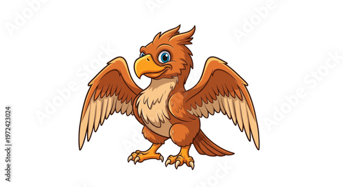Cute Cartoon Griffin Bird Fantasy Creature with Wings and Talons