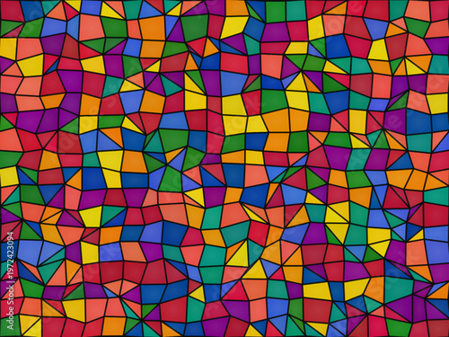 Jewel Tone Stained Glass Geometric Cells Decorative Art Design