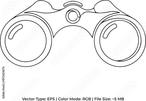 Sightseeing Binoculars Minimalist Line Art Doodle