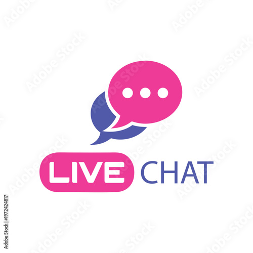 Pink speech bubble with three dots and a chat label