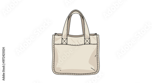 A clean and simple cream-colored canvas tote bag featuring two sturdy top handles is presented as a central minimalist object on a pristine white background.