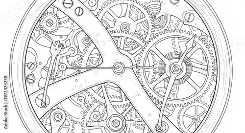 Intricate Mechanical Clockwork Mechanism.