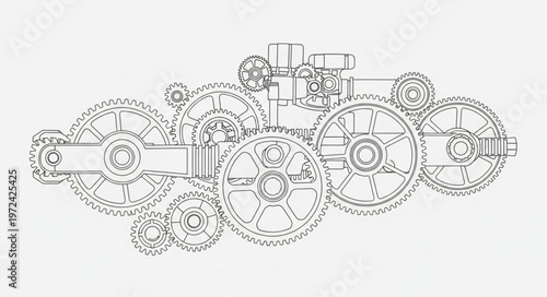 Intricate Mechanical Gear System.
