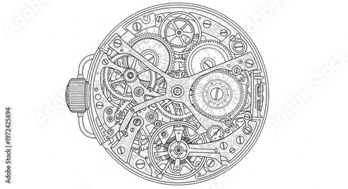 Intricate Mechanical Watch Movement.