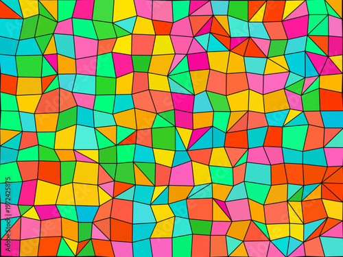 Vibrant Stained Glass Texture Geometric Cells Artistic Design