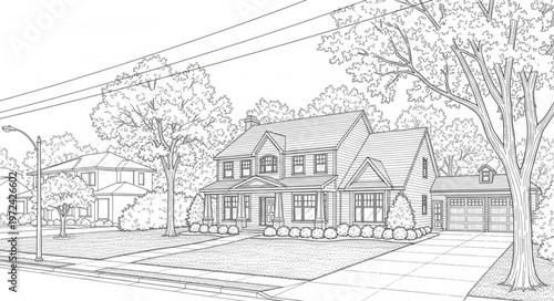 Large House with Trees Nearby.