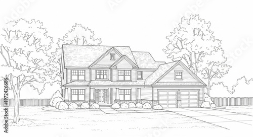 Large Suburban Family Home Exterior.