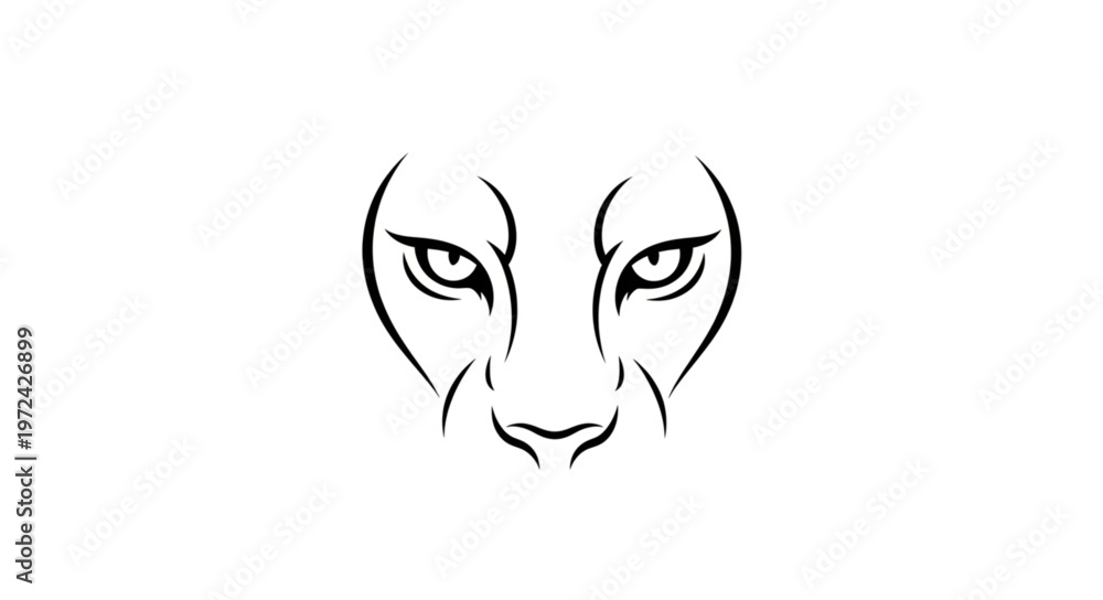 Fototapeta premium Lion Face Closeup Sketch.