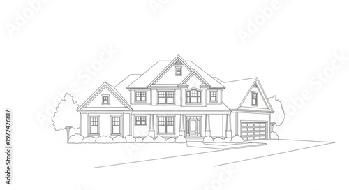 Large Two Story House Drawing.