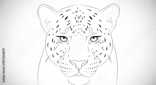 Leopard Face Closeup Dotted Style.