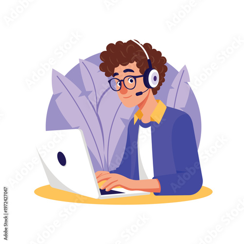Call Center Vector character Illustration 