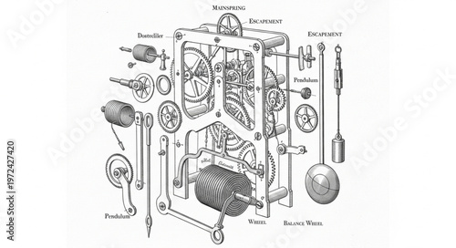 Mechanical device parts diagram.