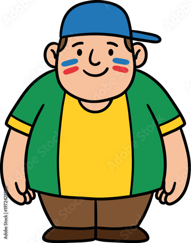 Smiling soccer fan with face paint and blue cap