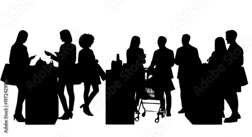 Silhouette of people standing with luggage at an airport