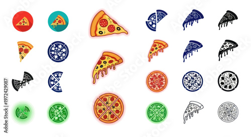 Pizza Slice Icons and Illustrations - Delicious Food Art