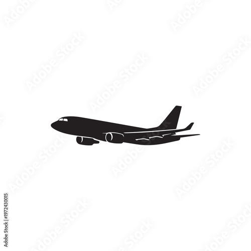 Commercial airplane silhouette vector white background