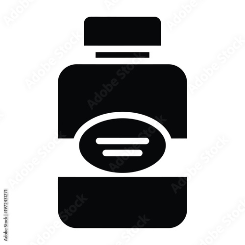 A simple black and white vector illustration depicts a classic inkwell with a pen resting above it
