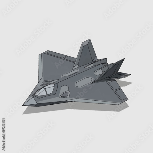 A futuristic gray fighter jet aircraft.