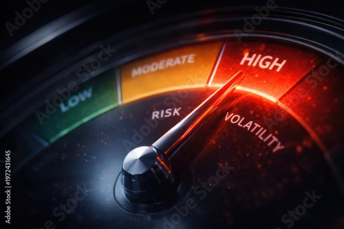 Risk Meter Showing High Volatility Level.