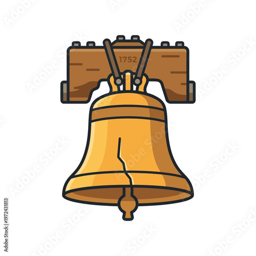 Historic Liberty Bell Vector Icon with 1752 Date