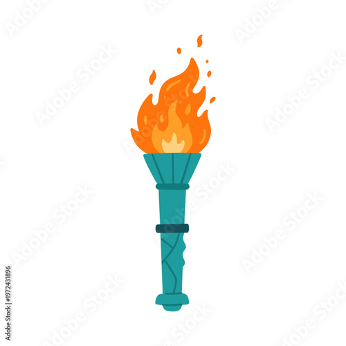 Cartoon Torch with Flame Vector Illustration