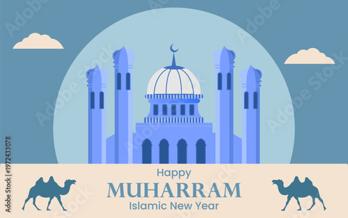 Spiritual Muharram Background with Mosque