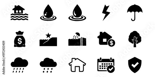 Flood Insurance Climate Change Protection Icon